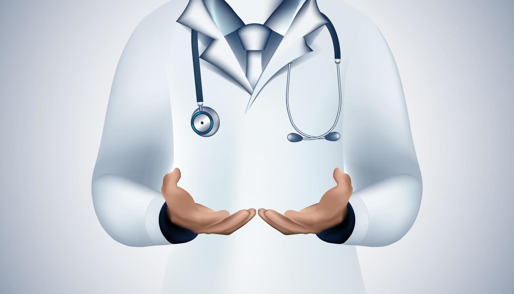 Abstract health consist doctor white mesh with stethoscope and hands are spreading digital technology concept the doctor is giving advice and diagnosing modern medical technology,Treatment,medicine vector