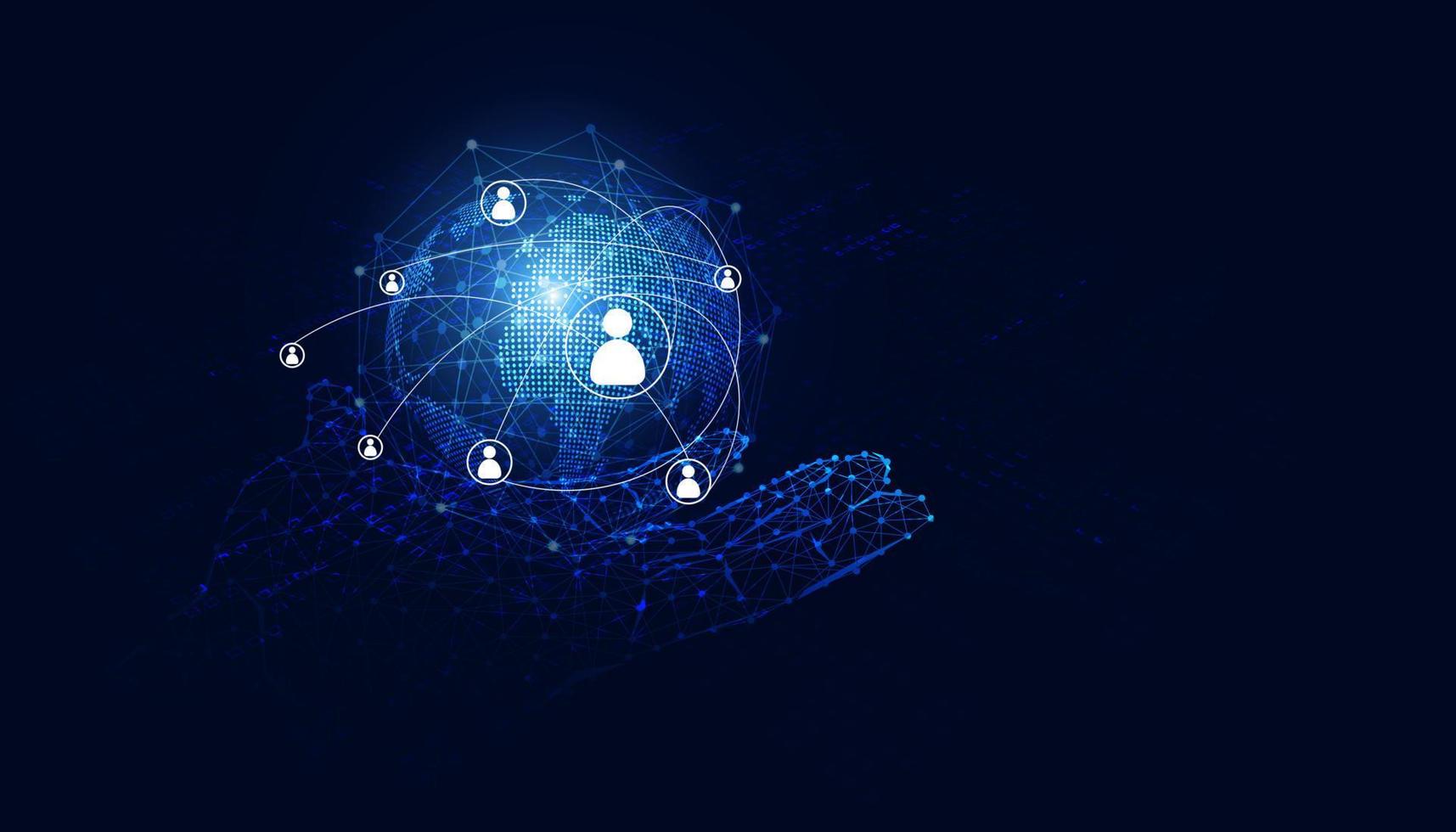 Abstract hand Technology Communication Borderless Internet 5G Internet of Things communication between people, business, network on a modern background futuristic digital vector