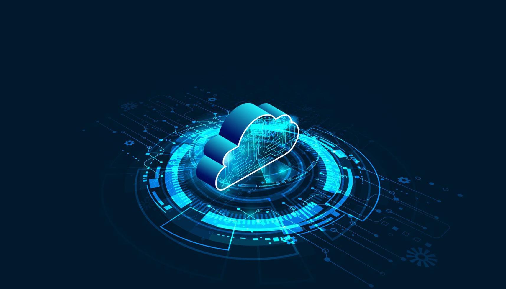 Abstract cloud technology with big data and interface concept Connection by collecting data in the cloud With large data storage systems on hi tech background. vector