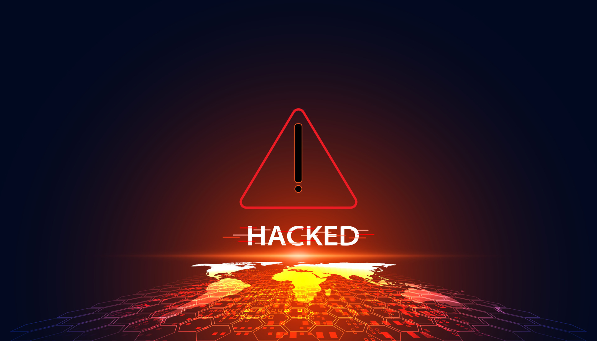Abstract hack system hack warning symbol concept hacking warning in the