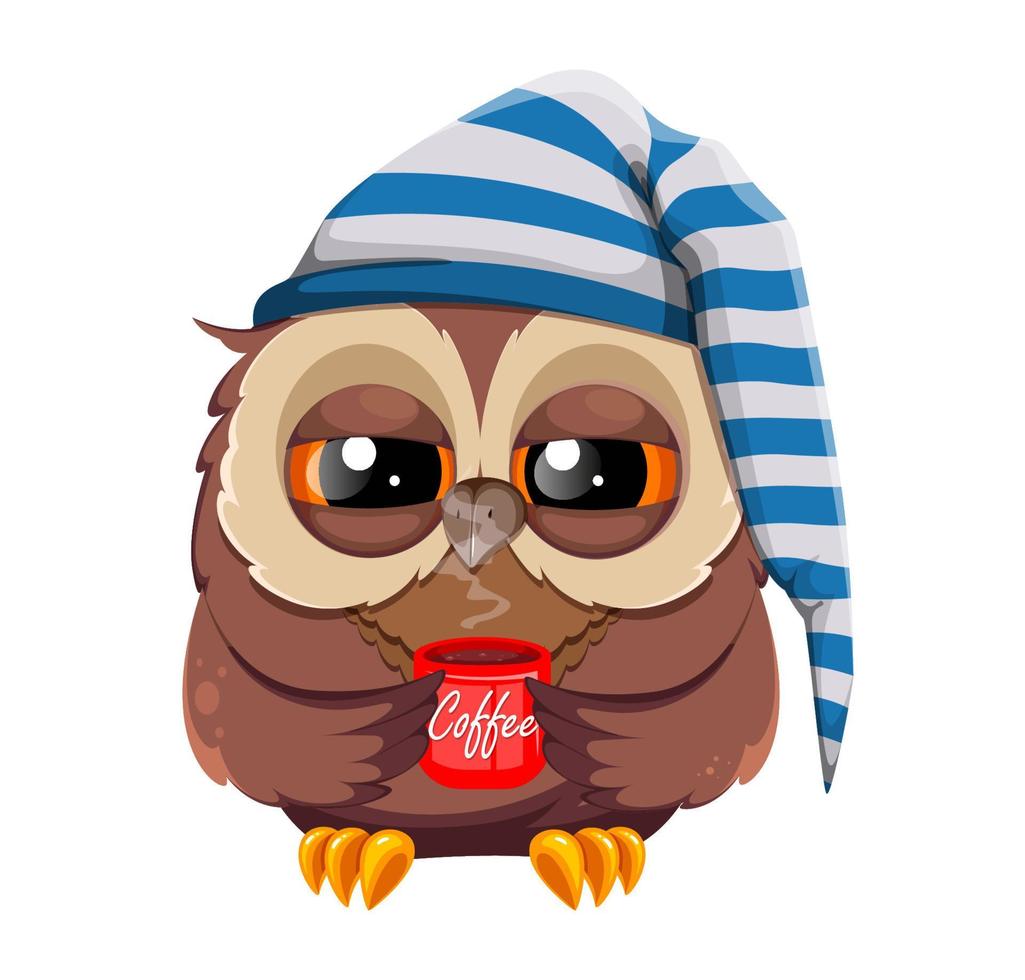 Wise owl in graduation cap. Cute cartoon owl vector