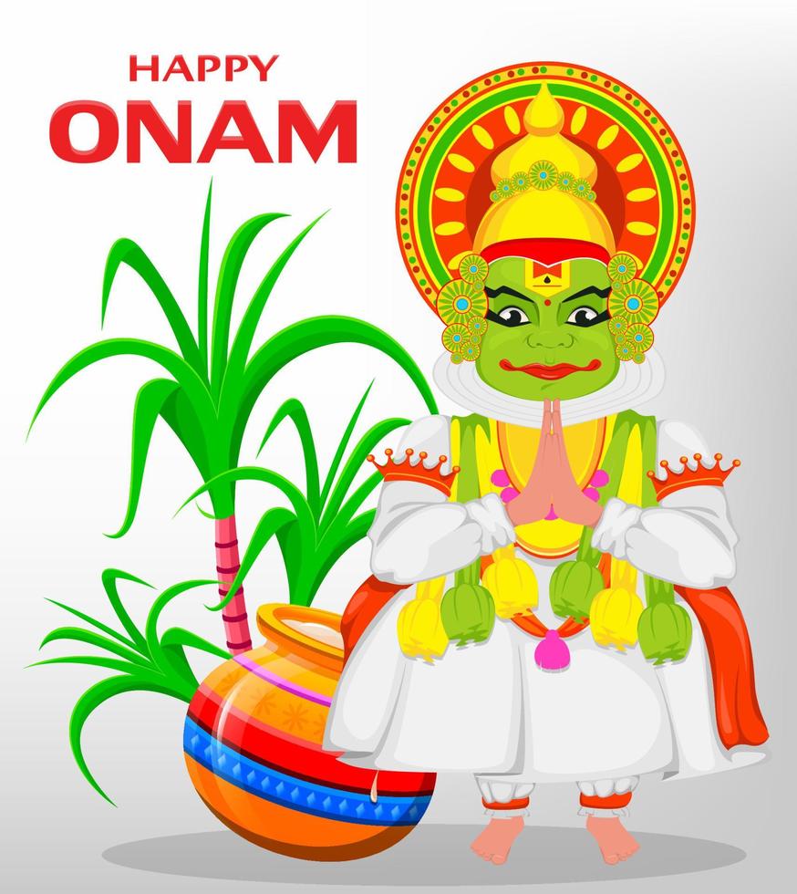 Kathakali dancer. Happy Onam festival vector