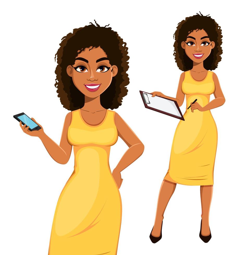 Beautiful African American business woman vector