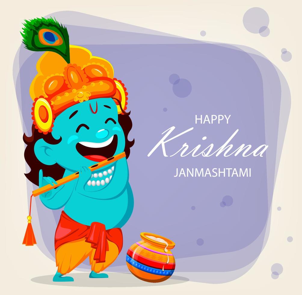 Funny cartoon character Lord Krishna vector