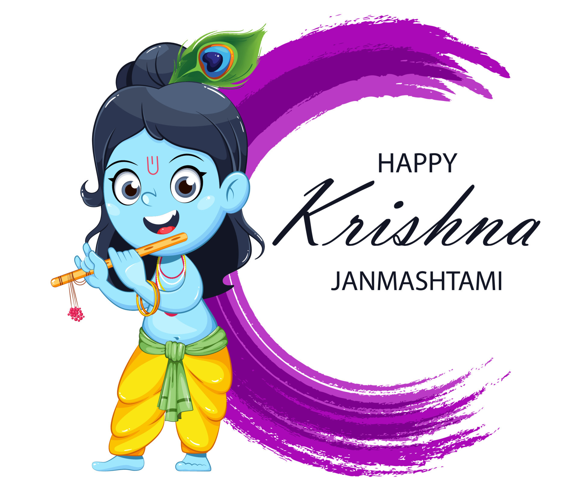 Happy Krishna Janmashtami greeting card 9840610 Vector Art at Vecteezy
