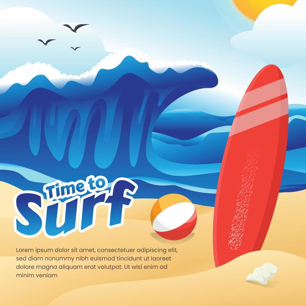 Hello Summer Time to Surf vector