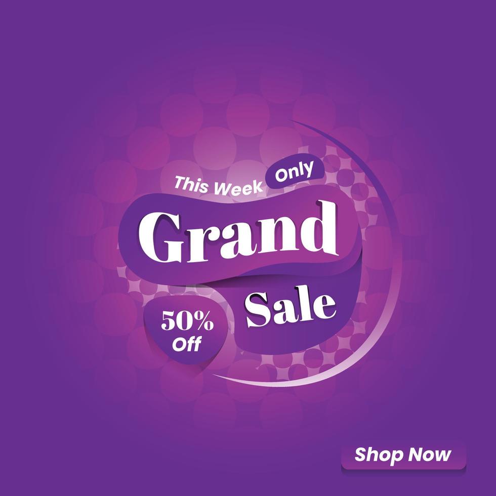 Promo Grand Sale Purple Theme vector