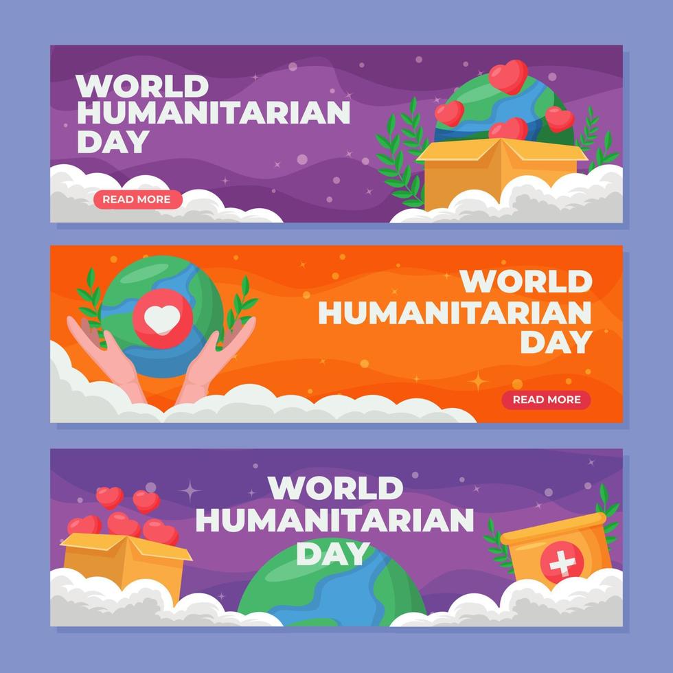 Humanitarian Day Banners Set vector