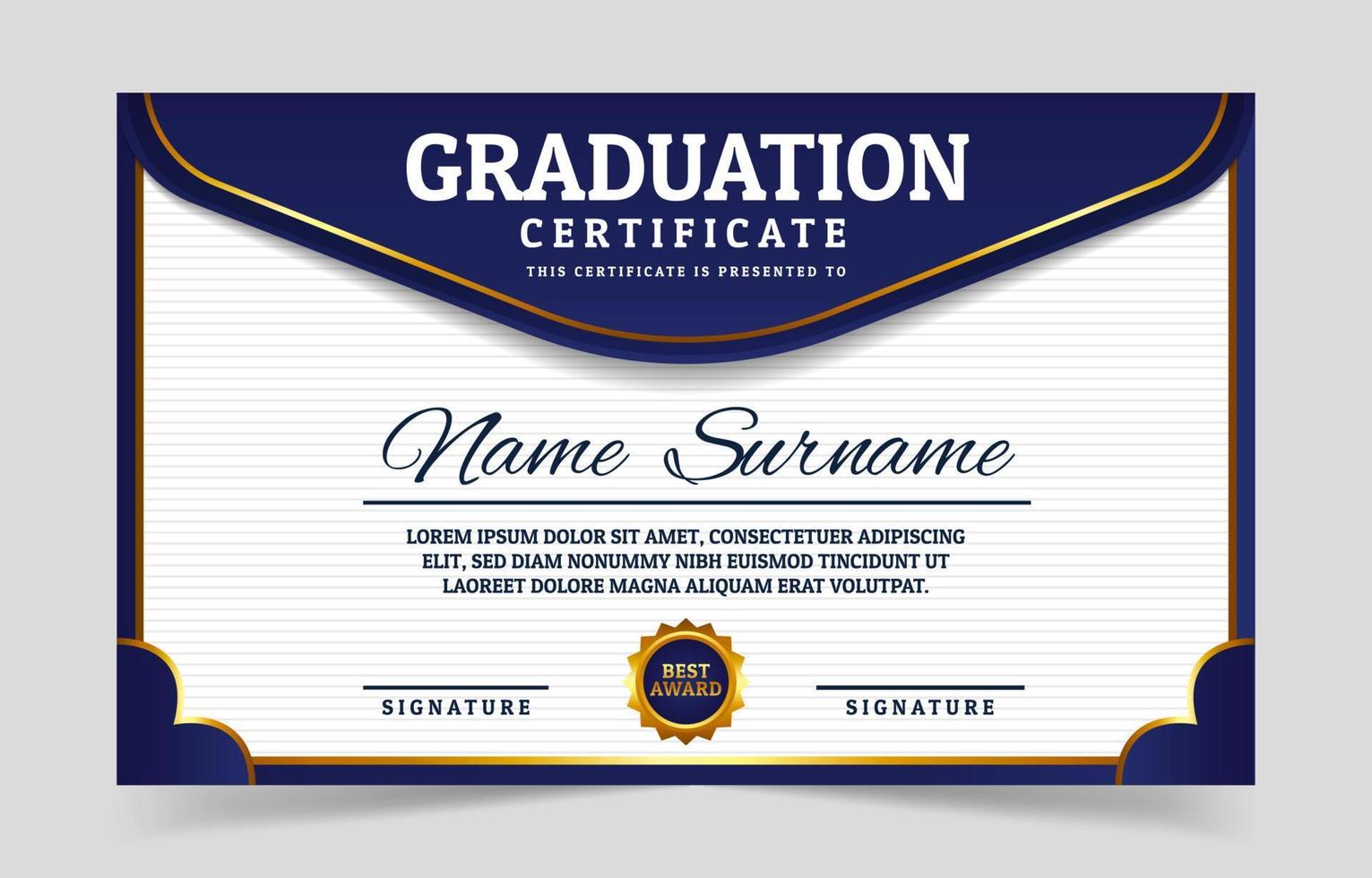 plantilla de certificado de graduación vector