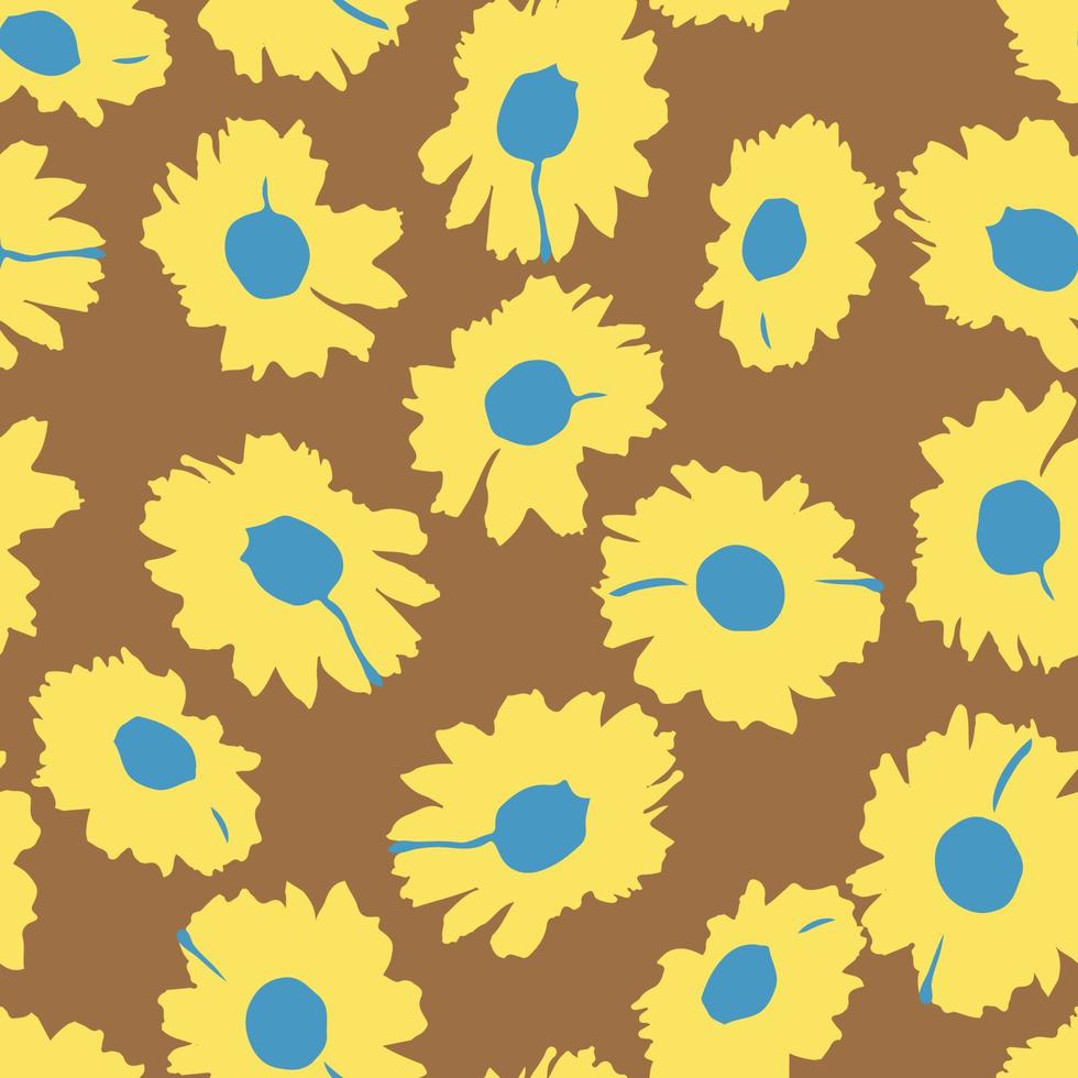 fondo de patrón de plantas sin costuras con girasoles de fideos, tarjeta de felicitación o tela vector