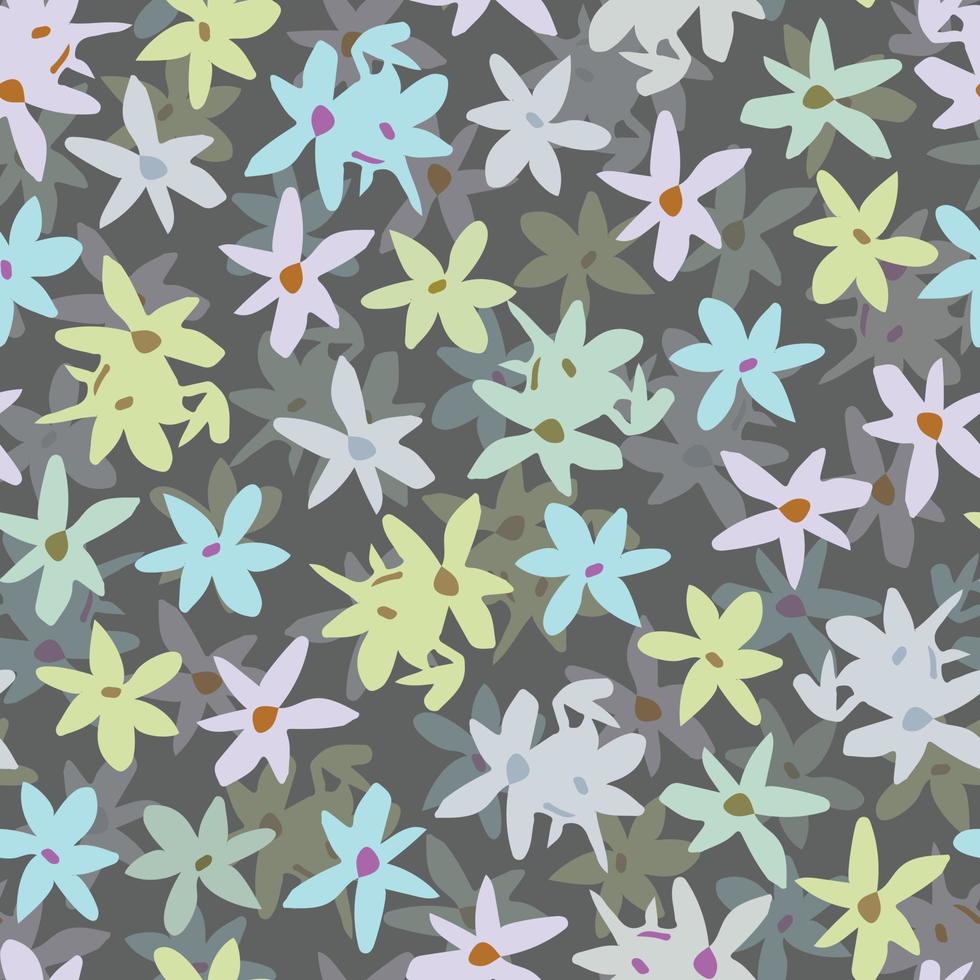 seamless plants pattern background with doodle  tiny flowers , greeting card or fabric vector