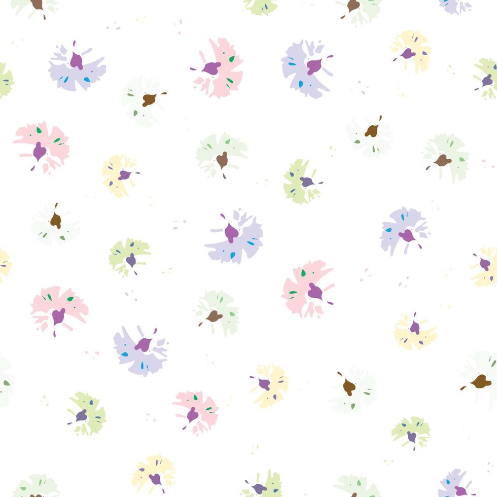 seamless plants pattern background with cute tiny flowers , greeting card or fabric vector