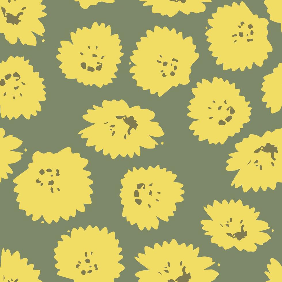 seamless plants pattern background with tiny yellow flowers , greeting card or fabric vector