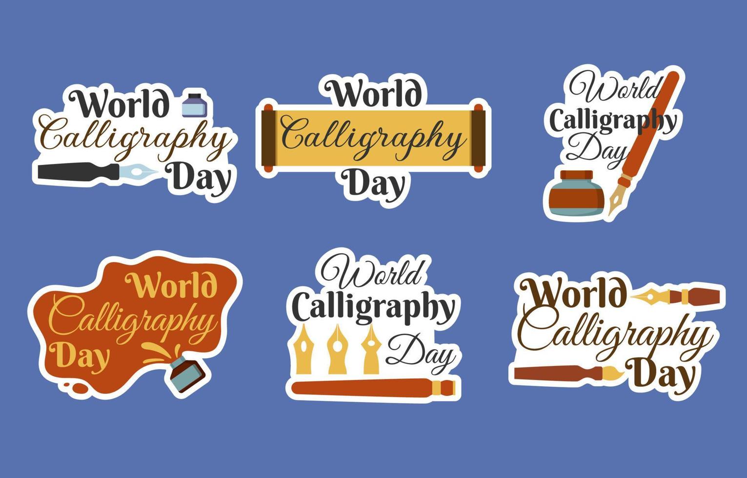 World Calligraphy Day Stickers Set vector