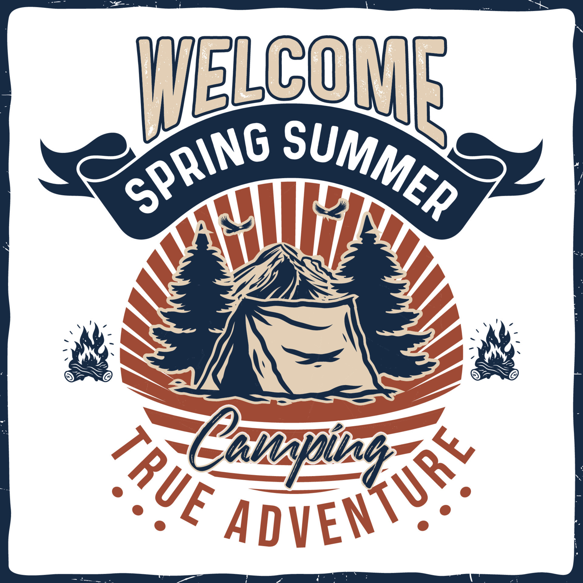 Camping Hiking T-shirt Design retro vintage typography illustration for