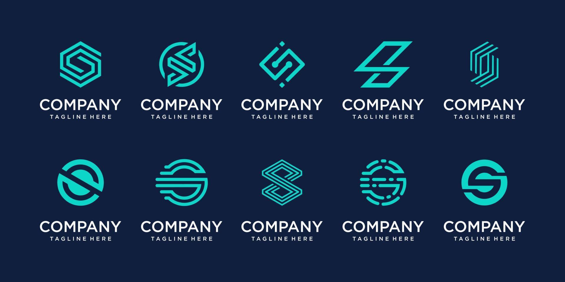 Set of collection initial letter S SS logo design template. icons for business of fashion, sport, automotive, technology digital. vector