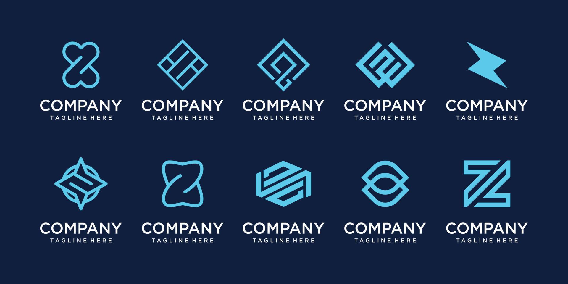 conjunto de plantilla de diseño de logotipo de letra inicial z de colección. iconos para negocios de moda, deporte. vector