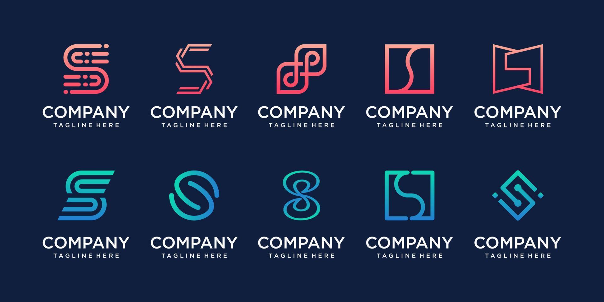 Set of collection initial letter S SS logo design template. icons for business of fashion, sport, automotive, technology digital. vector