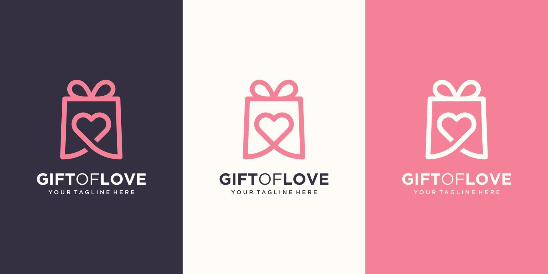 gift and love logo combination. Unique surprise and logotype design template vector