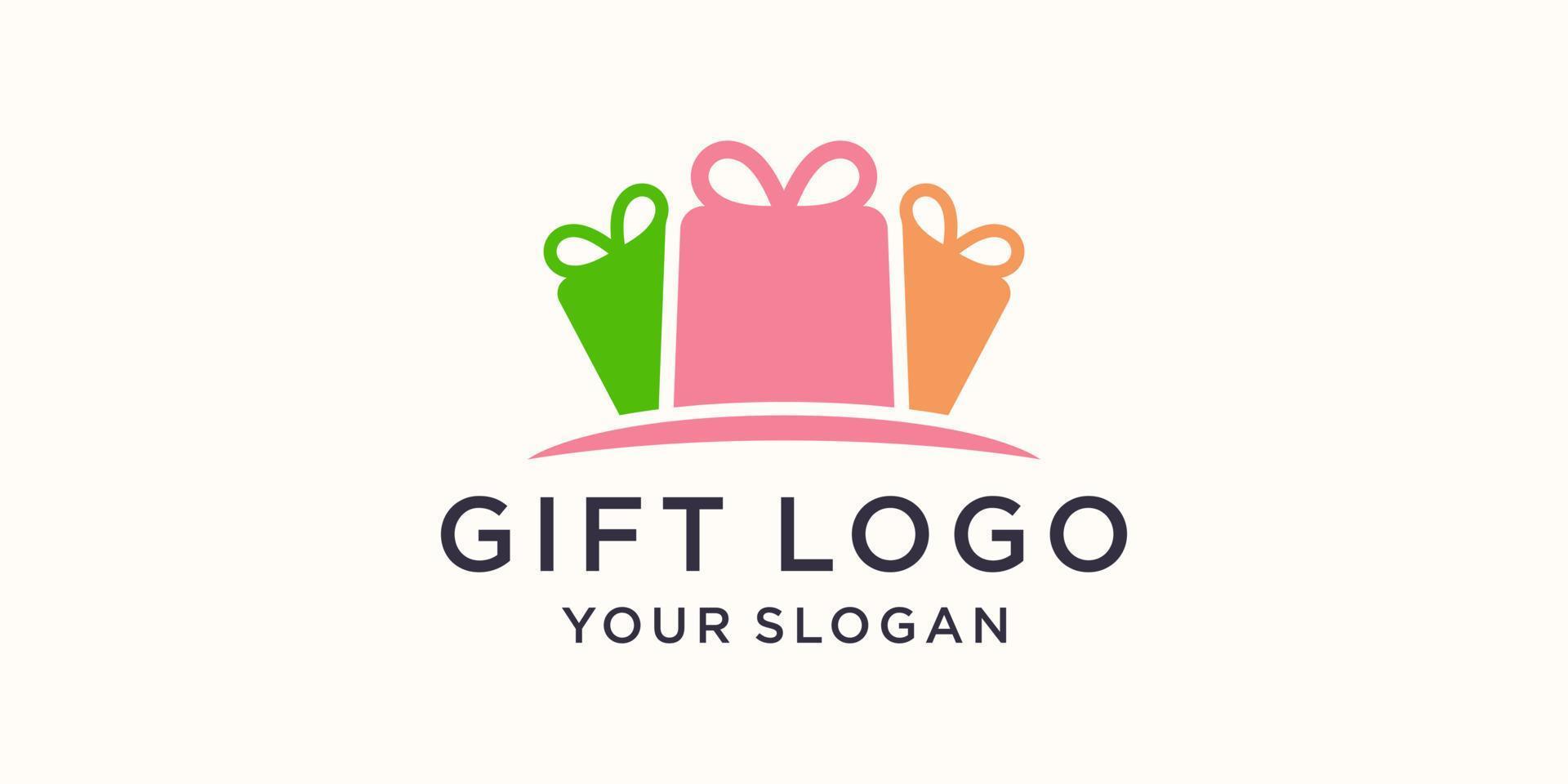 caja de regalo con icono de cinta símbolo de estilo de diseño plano de moda, ilustración de logotipo. vector