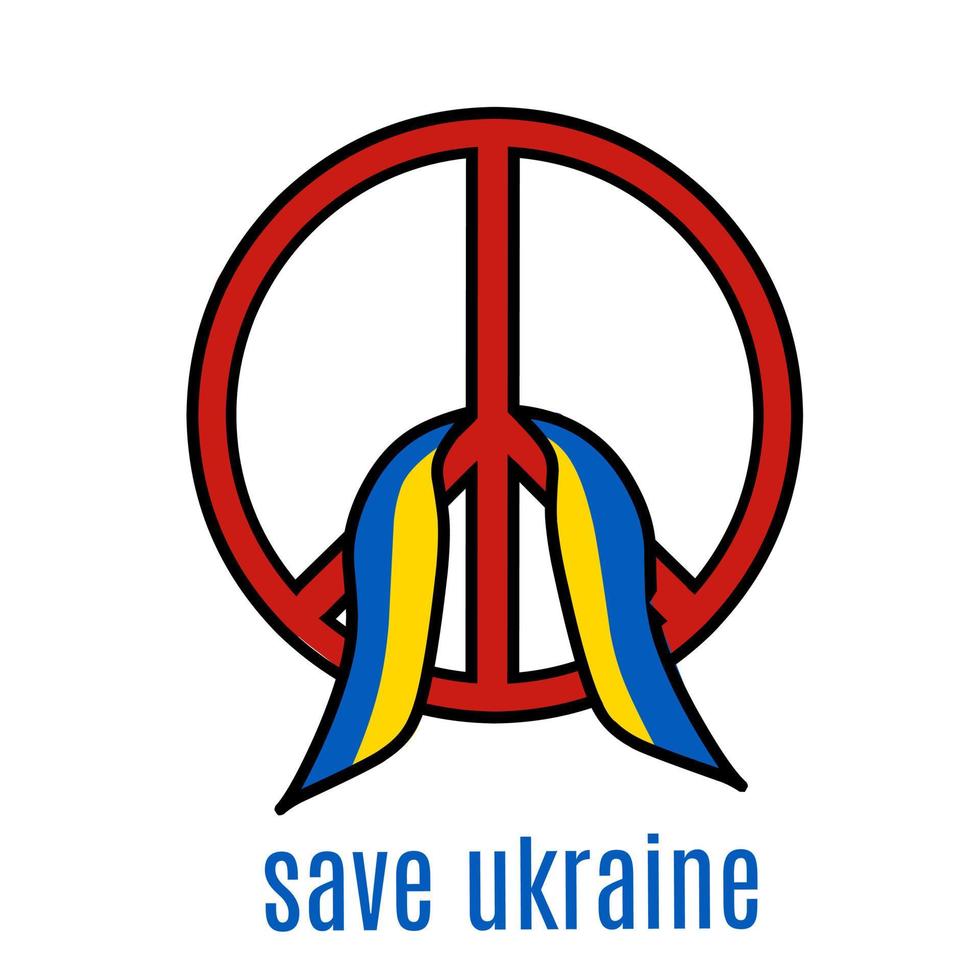 illustration vector of peace symbol with ukraine flag