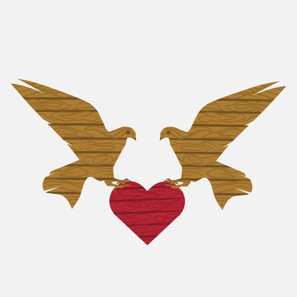 vector de ilustración de dos palomas con amor perfecto para imprimir, etc.