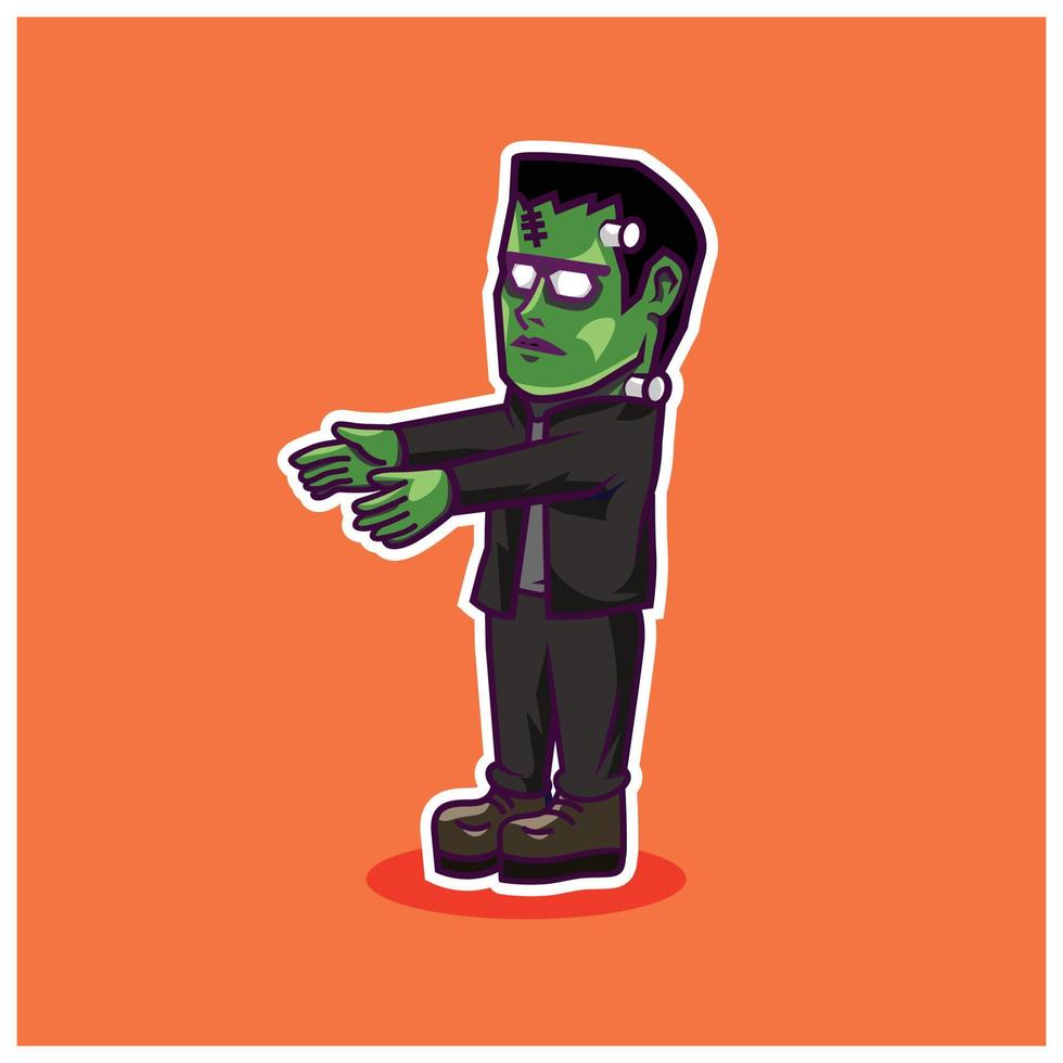 Cute zombie halloween character vector