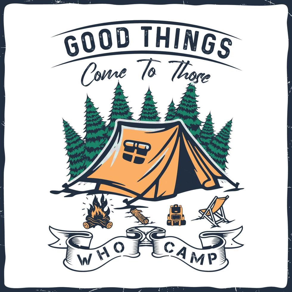 Camping Hiking T-shirt Design retro vintage typography illustration for print vector