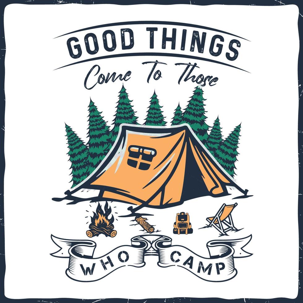 camping senderismo camiseta diseño retro vintage tipografía ilustración para imprimir vector