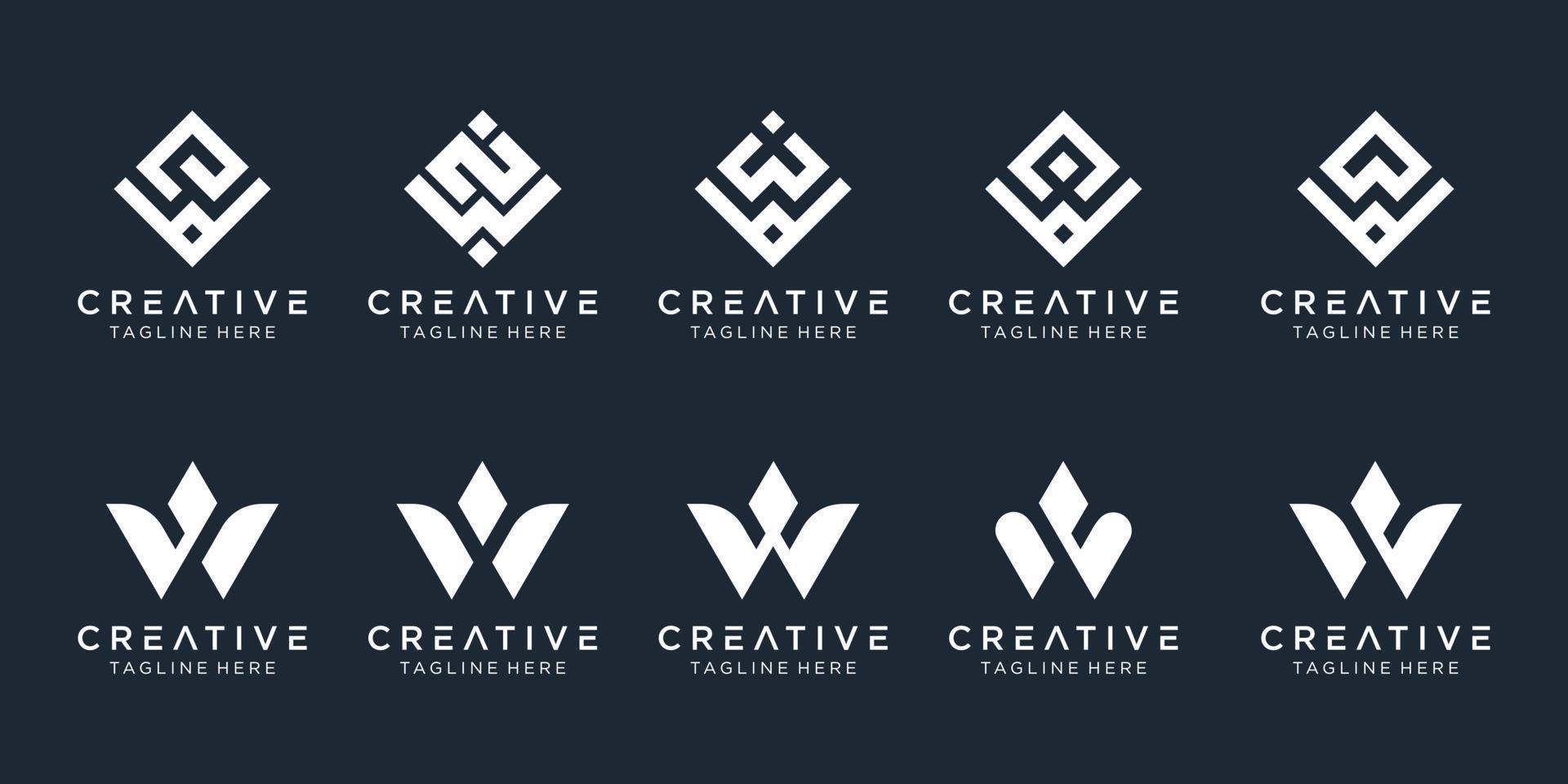 Collection initials W logo design template. icons for business of fashion, digital, technology, simple. vector