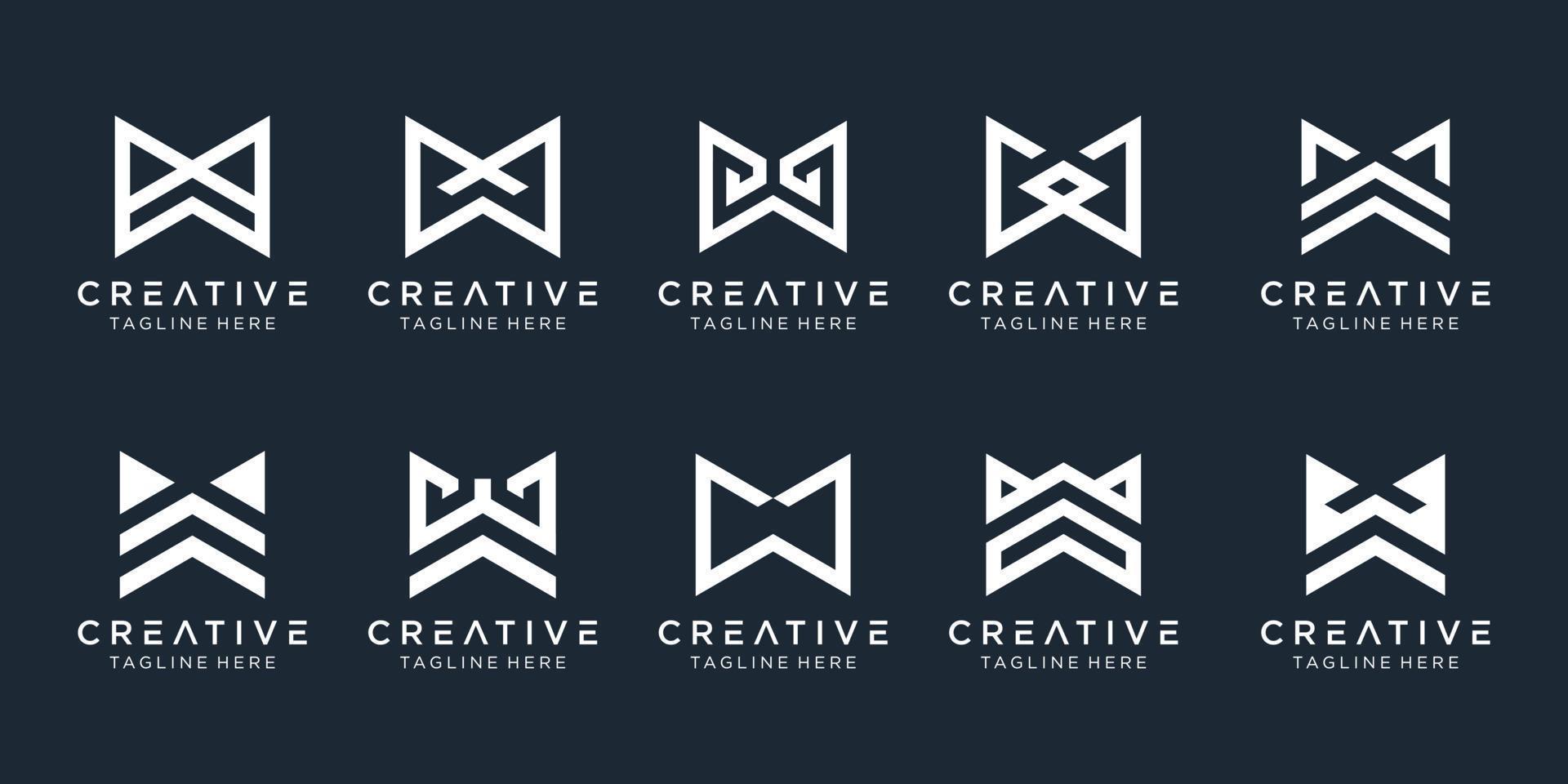 Collection initials W logo design template. icons for business of fashion, digital, technology, simple. vector