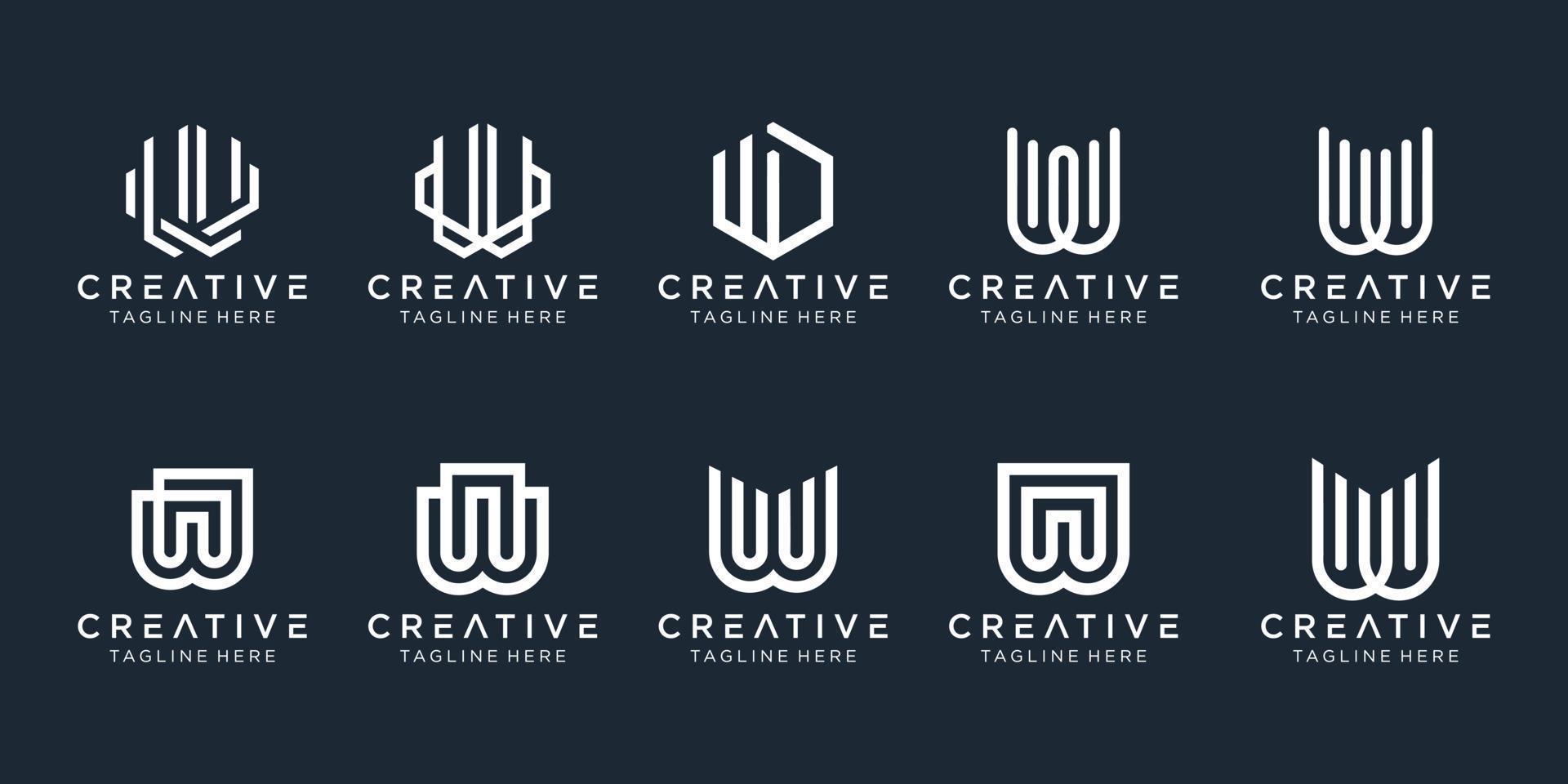 Collection initials W logo design template. icons for business of fashion, digital, technology, simple. vector