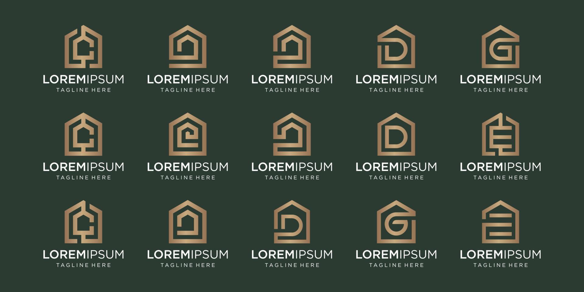 set of home logo combined with letter C, D, G, E, designs Template. vector