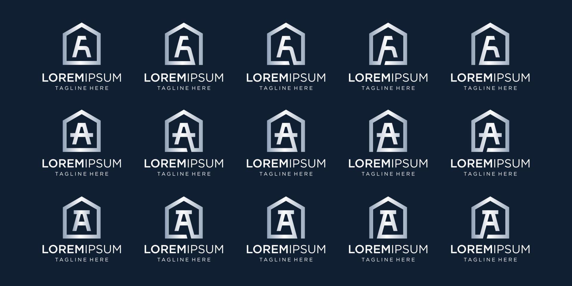 set of home logo combined with letter A,  designs Template. vector