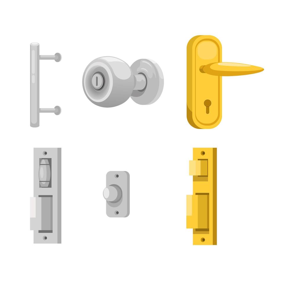 Door handle lock variation collection set illustration vector
