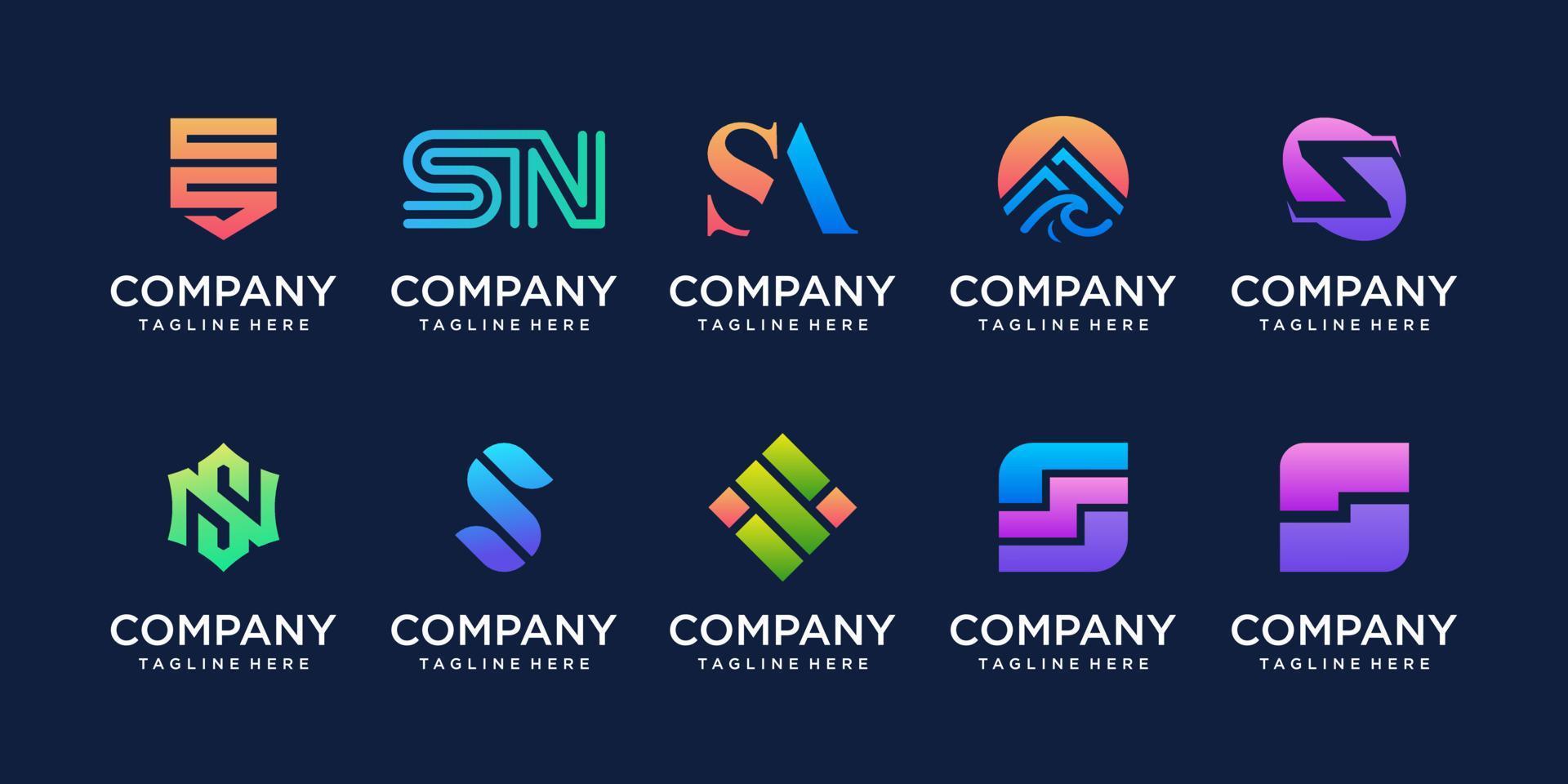 Set of collection initial letter S SS logo template. icons for business of fashion, sport, automotive, technology digital. vector