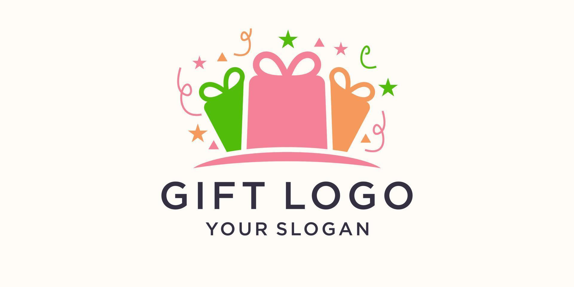 Gift box with ribbon icon Trendy flat design style Symbol, logo illustration. vector