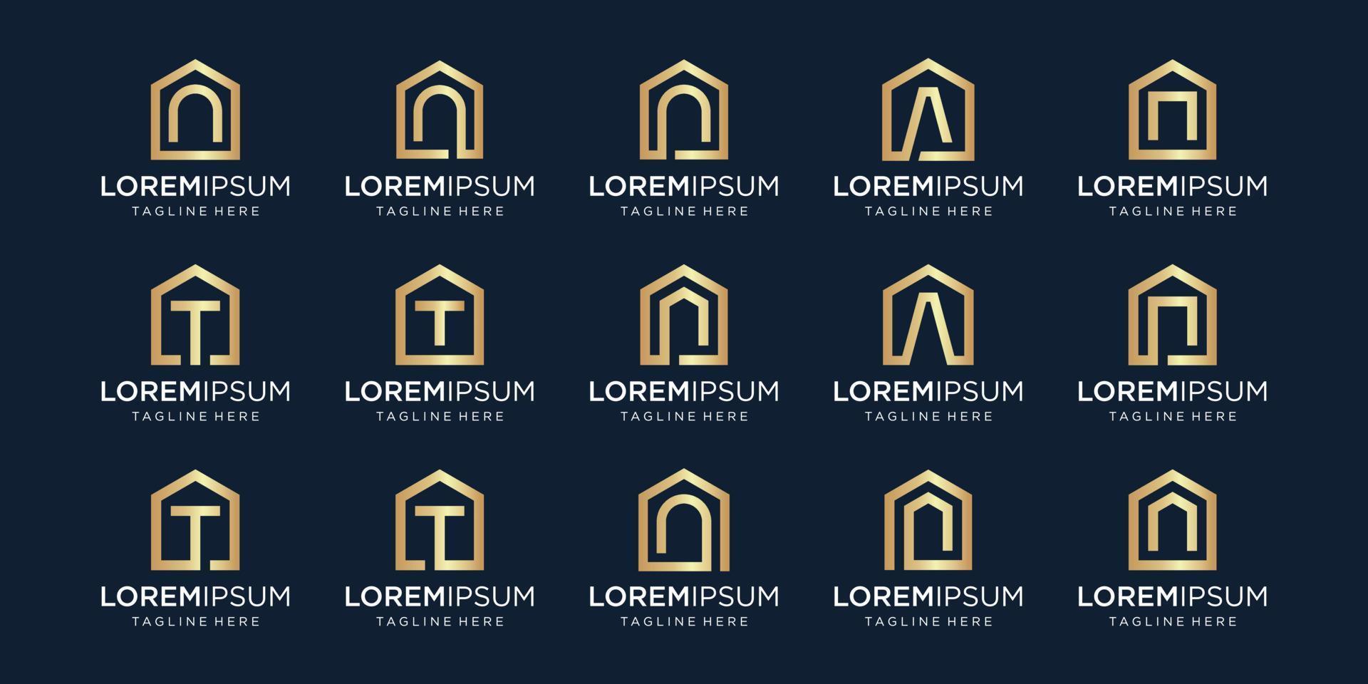 set of home logo combined with letter N, T, A, designs Template. vector