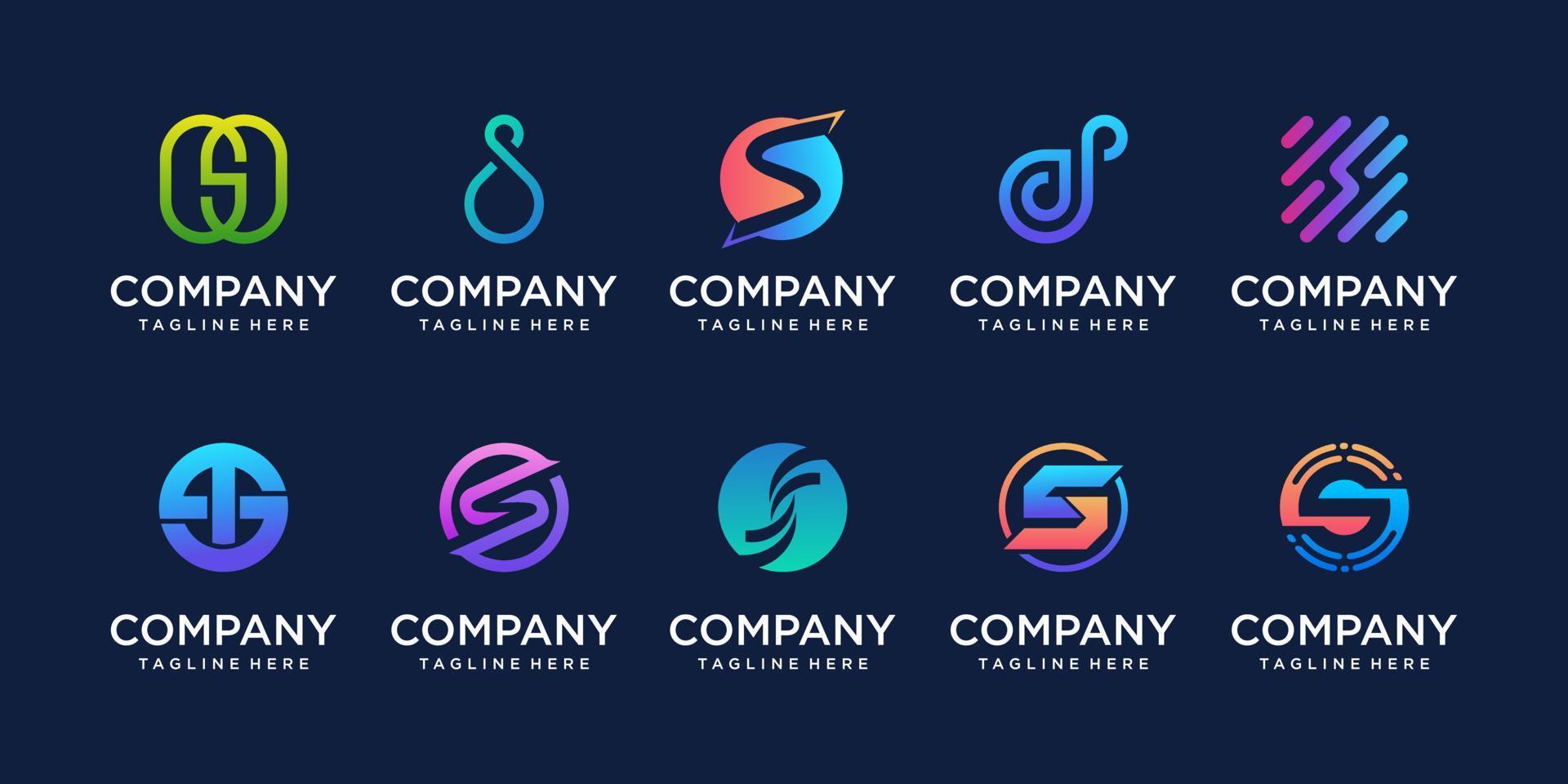 Set of collection initial letter S SS logo design template. icons for business of fashion, sport, automotive, technology digital. vector