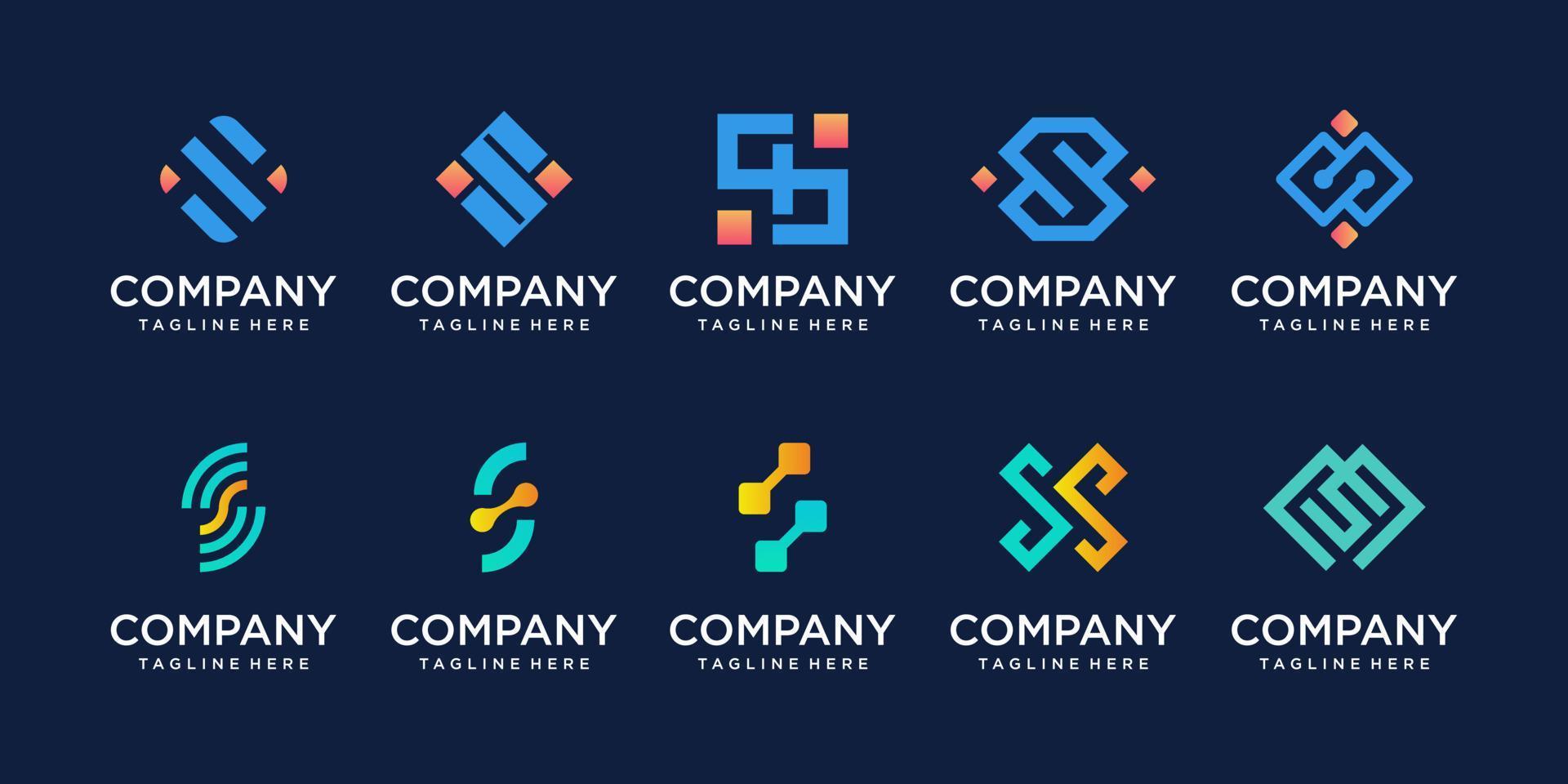 Set of collection initial letter S SS logo design template. icons for business of fashion, sport, automotive, technology digital. vector