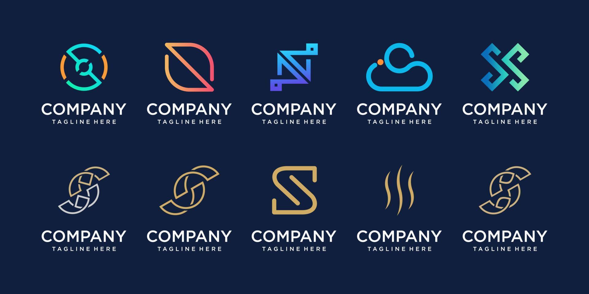 Set of collection initial letter S SS logo design template. icons for business of fashion, sport, automotive, technology digital. vector