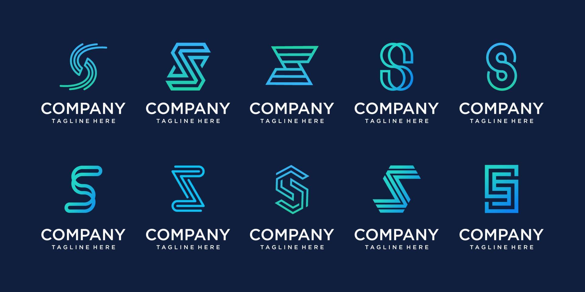 Set of collection initial letter S SS logo design template. icons for business of fashion, sport, automotive, technology digital. vector