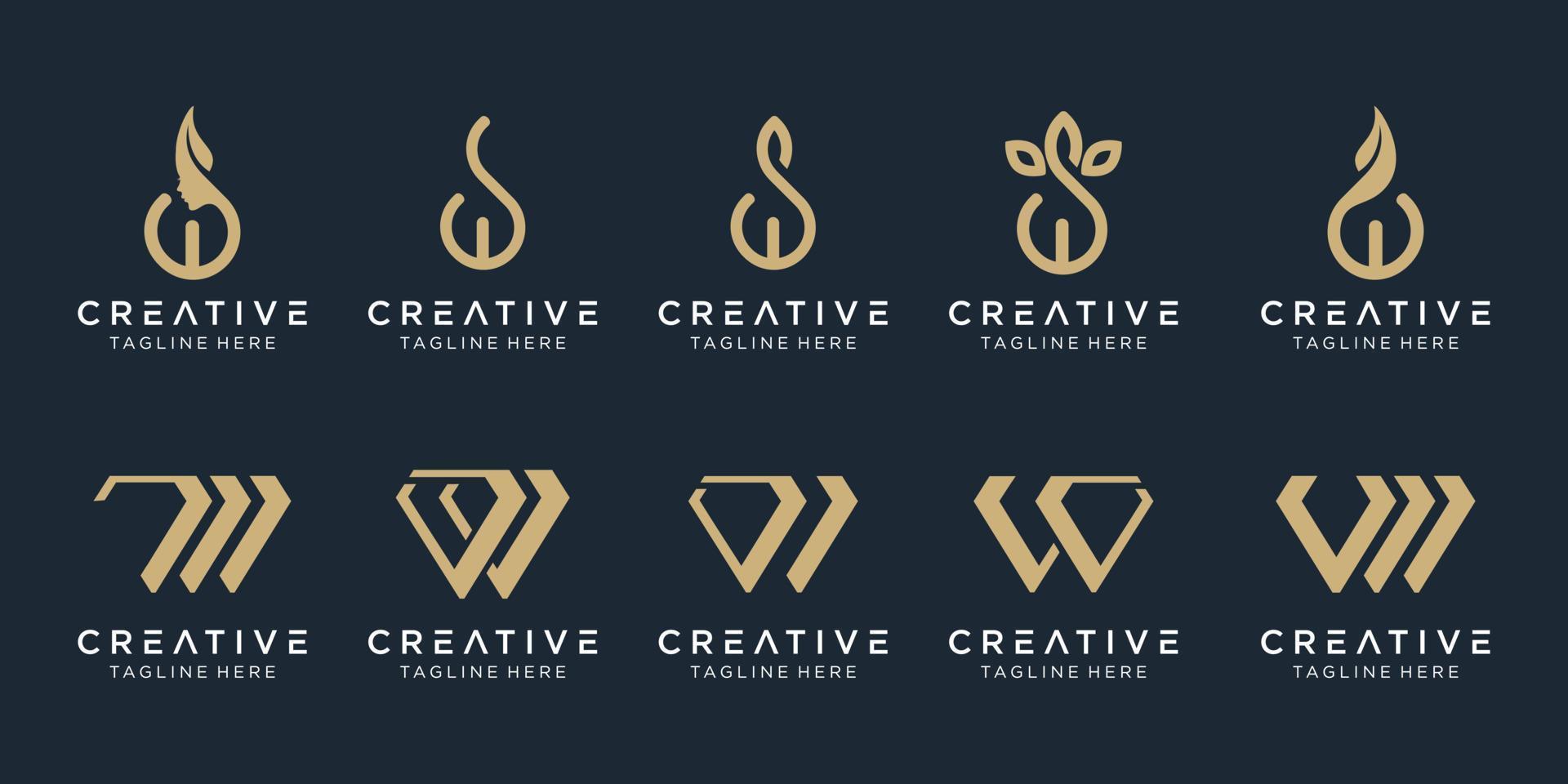 Collection initials W logo design template. icons for business of fashion, simple. vector