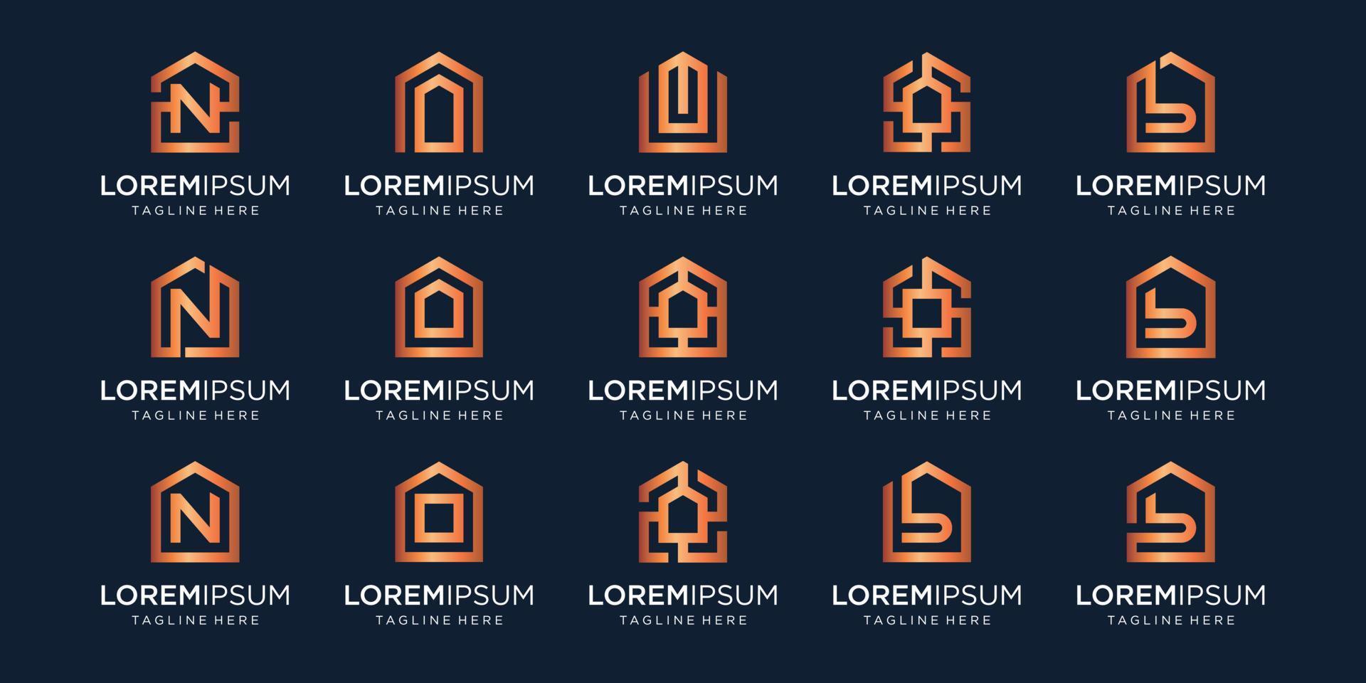set of home logo combined with letter N, O, B, designs Template. vector