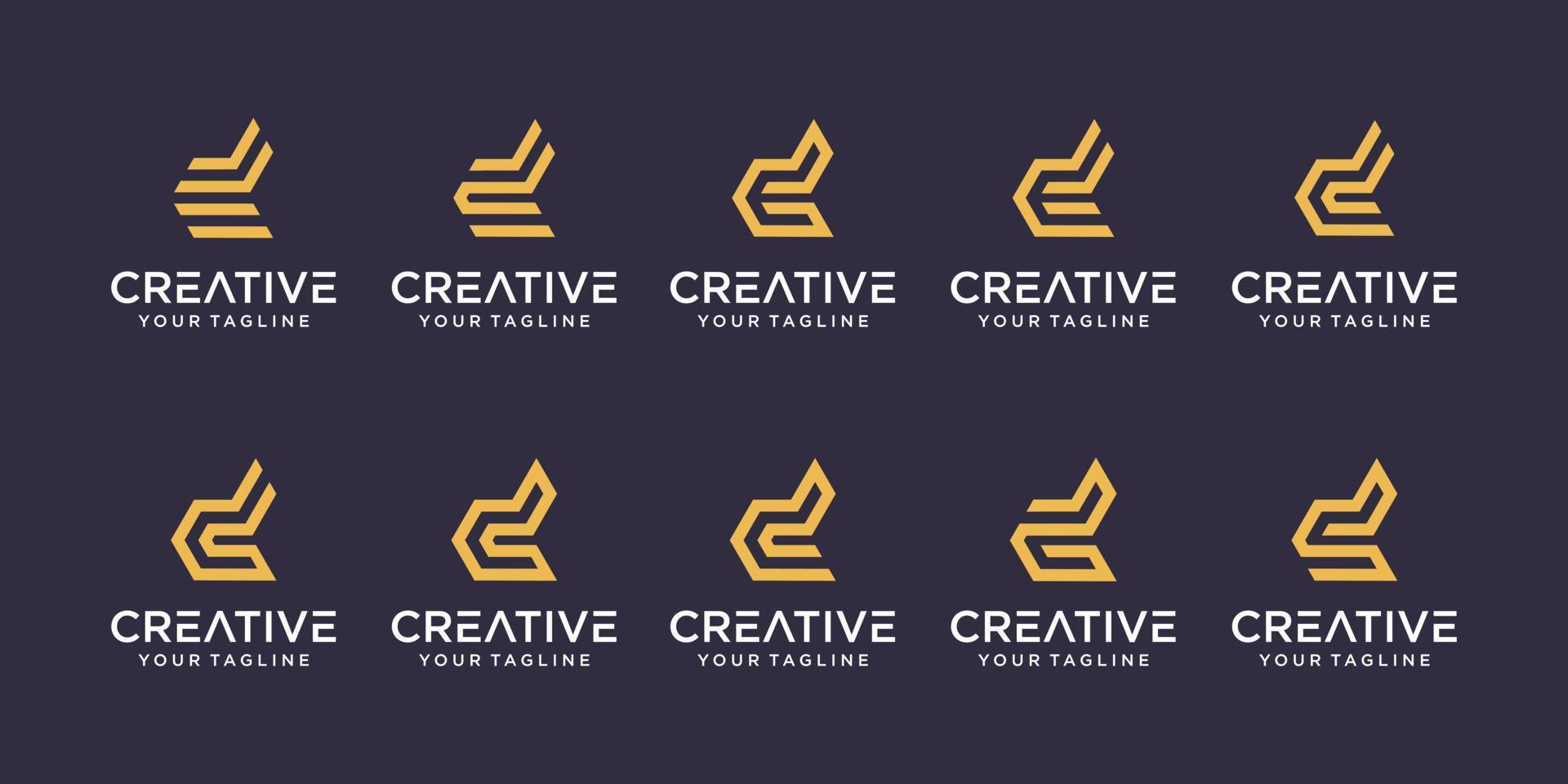 Set of abstract initial letter d logo template. icons for business of fashion, digital, technology, vector