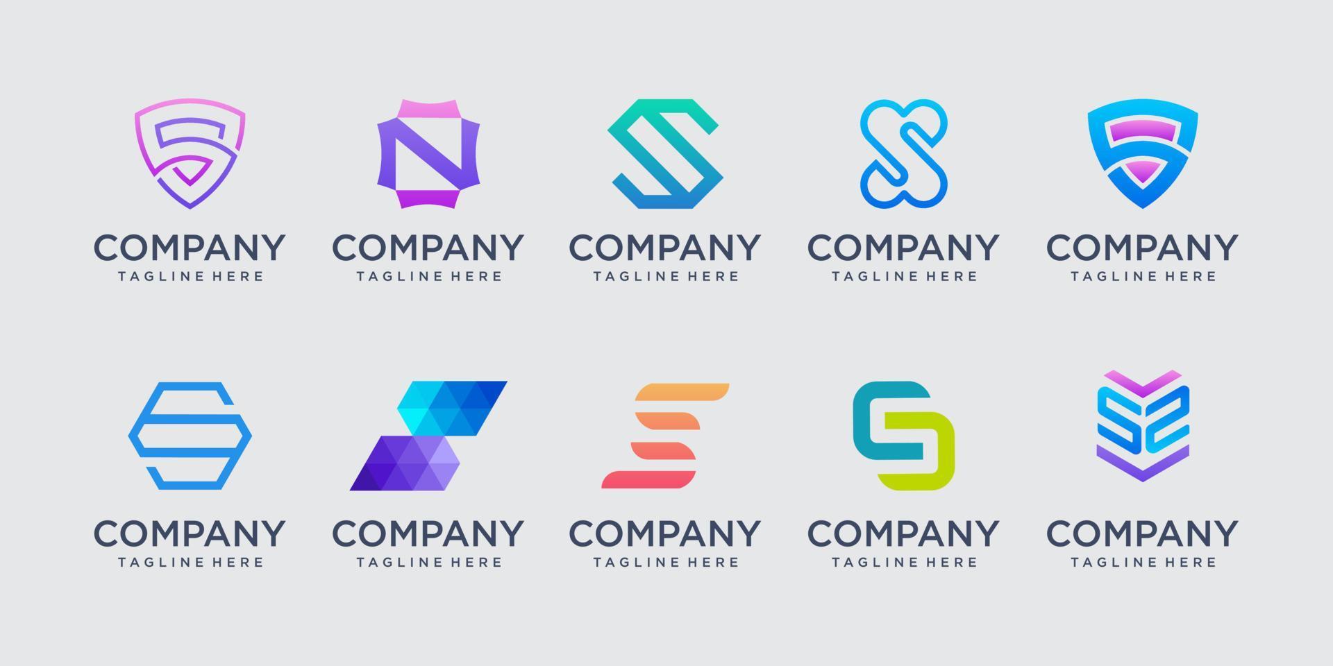 Set of collection initial letter S SS logo design template. icons for business of fashion, sport, automotive, technology digital. vector