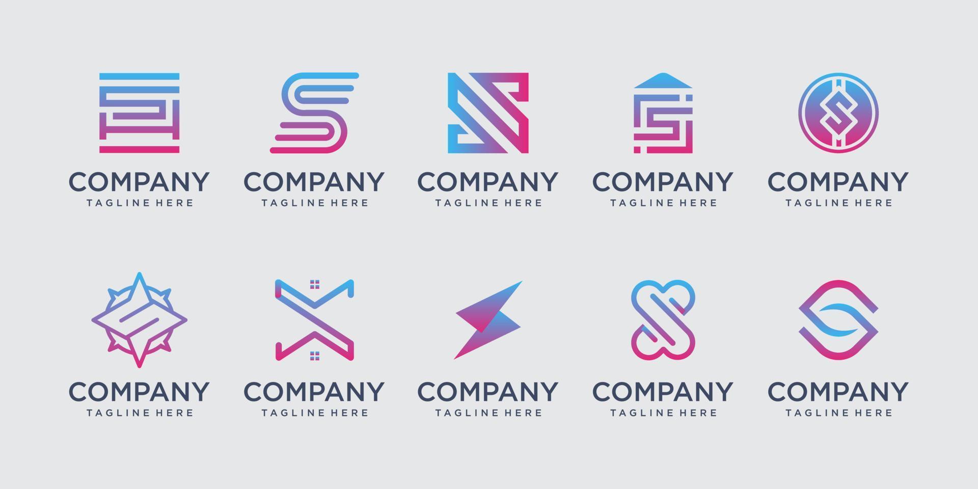 Set of collection initial letter S SS logo design template. icons for business of fashion, sport, automotive, technology digital. vector