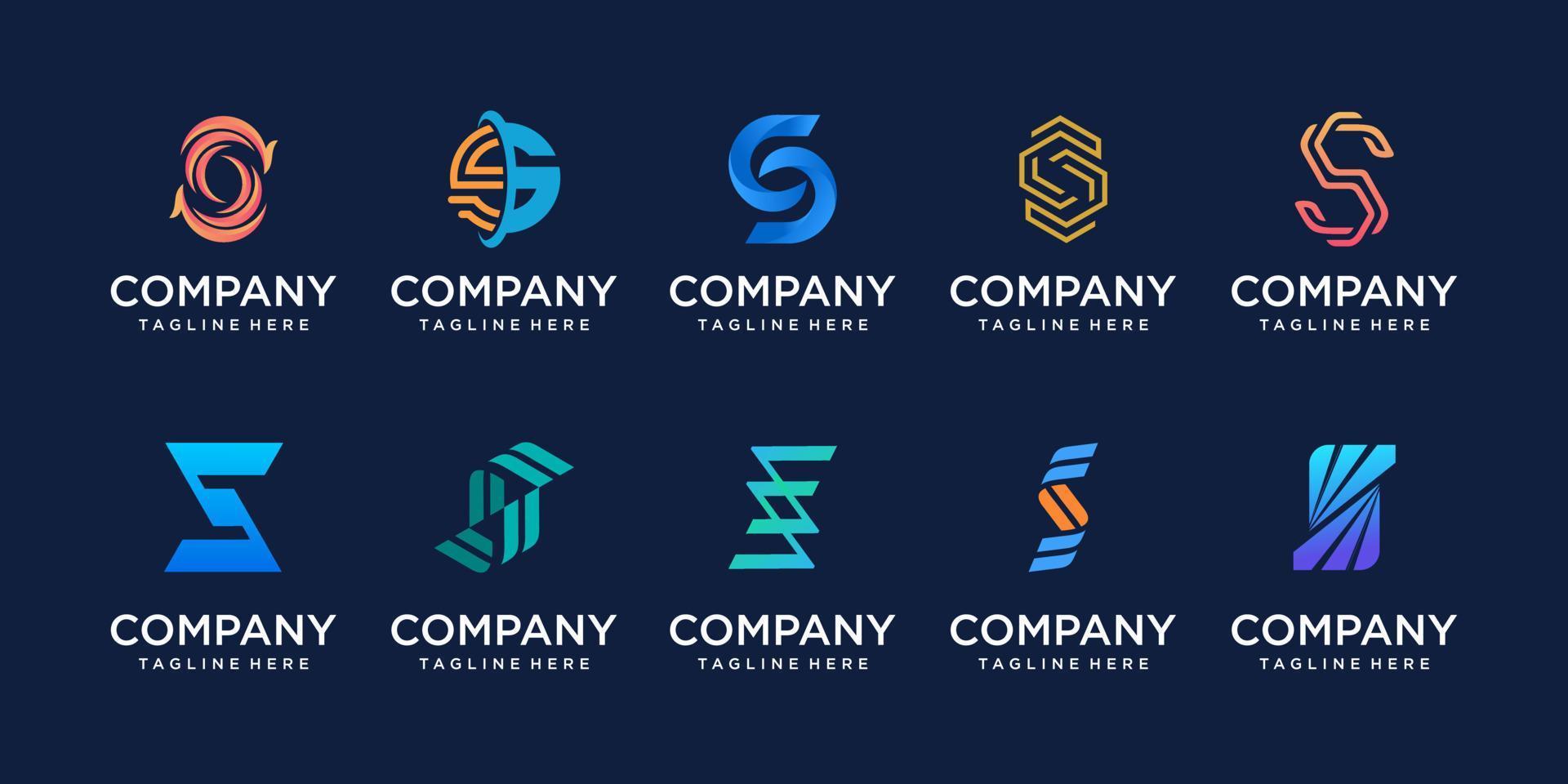 conjunto de plantilla de diseño de logotipo de letra inicial s ss de colección. iconos para negocios de moda, deporte, automoción, tecnología digital. vector