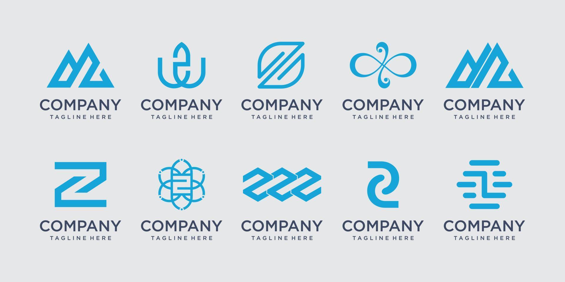 conjunto de plantilla de diseño de logotipo de letra inicial z de colección. íconos para negocios de moda, deporte, lujo. vector