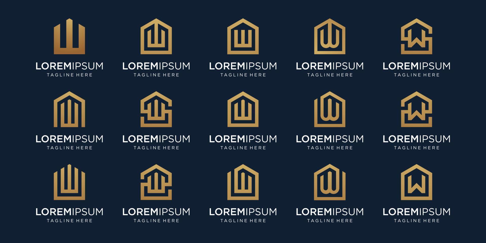 set of home logo combined with letter W, designs Template. vector
